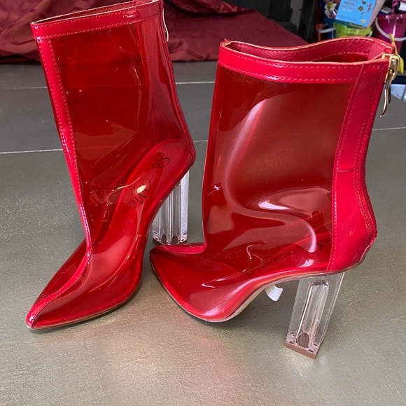 Shoes - Red clear boots